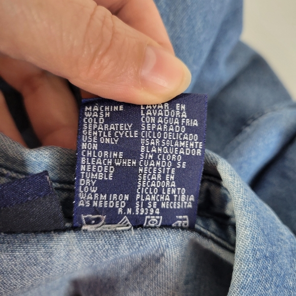 Womens Solutions Casualwear Christmas Denim Long Sleeve Button Front Size Med - Picture 10 of 10